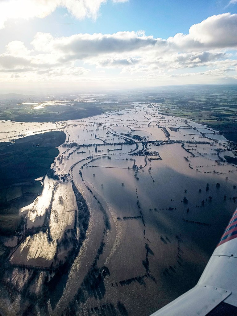 Fields underwater from the River Severn